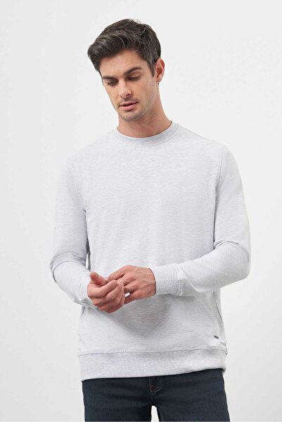 Morven Erkek Gri Bisiklet Yaka Dynamic Fit Rahat Kesim Sweatshirt