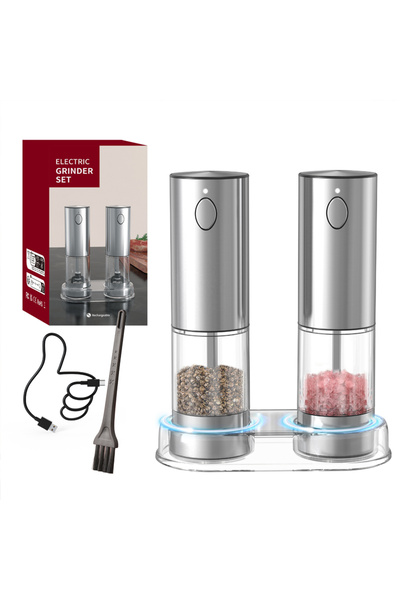 Choice KYMQ-32A-H52-BS 1/2pcs Automatic Pepper Grinder Salt And Pepper Grinder USB Rechargeable Adjustable