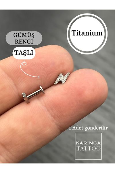 Karınca Piercing Lightning Zircon Stone Titanium Piercing (High Quality)