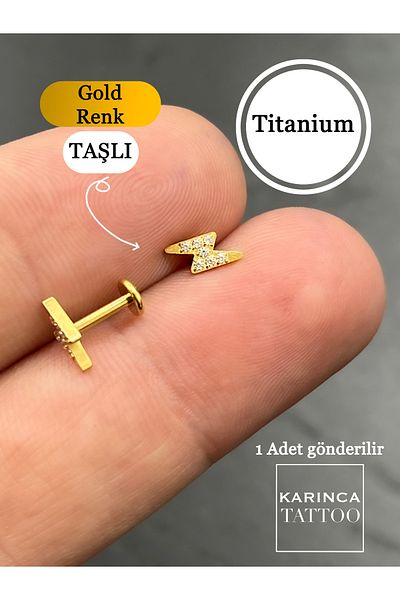 Karınca Piercing Lightning Zircon Stone Titanium Piercing (High Quality)