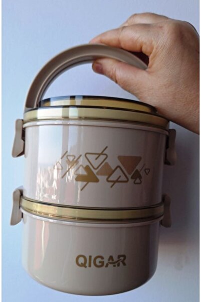 Tantitoni QIGAR, 1,4 ml, 2 Katlı, İçi çelik, Yuvarlak, Yemek taşıma kabı, Sef...