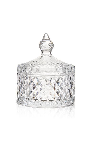 İpek Cut Glass Sugar Bowl with Silk Lid - Transparent - 10 cm