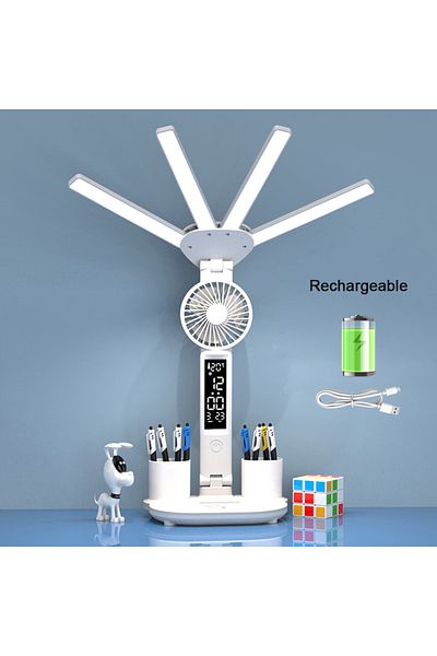 lyfs Fan Charging Rechargeable Table Lamp for Study, Desk Lamp Reading Light Led Table Light with Fan, Le