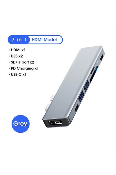 Choice محول 7 في 1 من Vothoon USB C من النوع C إلى HDMI متوافق مع قارئ بطاقات USB 3.0 Sd Tf لأجهزة Macboo