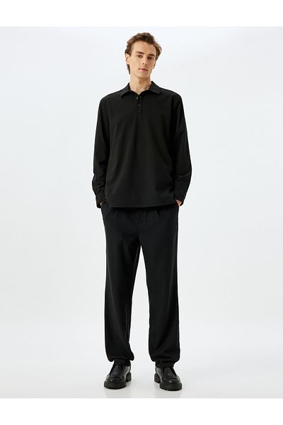Koton Tricou polo cu mânecă lungă în amestec de viscoză