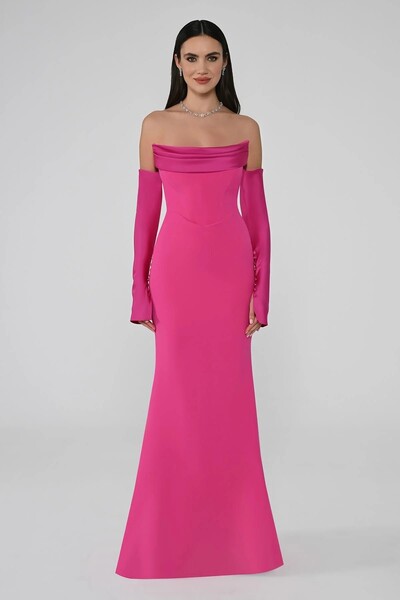 ALFABETA Alfa Beta Strapless Sleeves Fish Cut Long Evening Dress 2246613