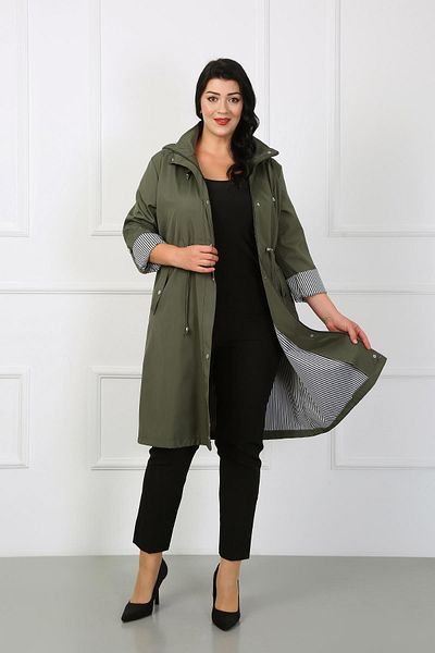 By Alba Collection Γυναικεία καμπαρντίνα με ριγέ μακριά μανίκια
