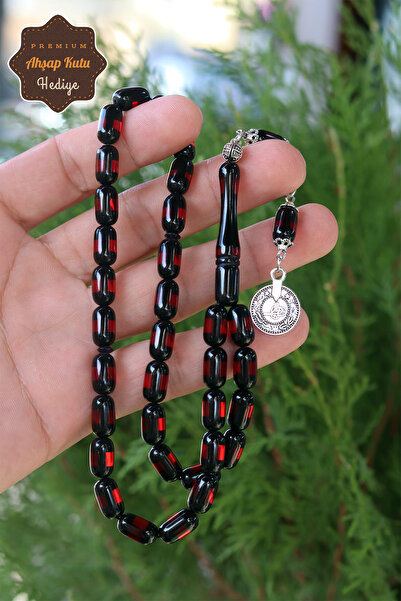 Midyat Nurtaş Gümüş Kırmızı Sürmeli Tuğra Püsküllü Kapsül Kesim Toz Kehribar ...