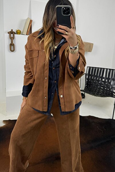 Sohotique By P Arka Bel Lastikli Güderi Bol Paça Pantolon Taba