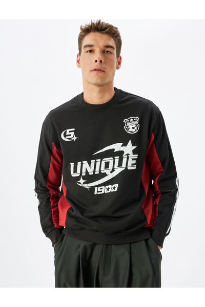 Koton Mikina Crew Neck Cotton Blend College s potiskem