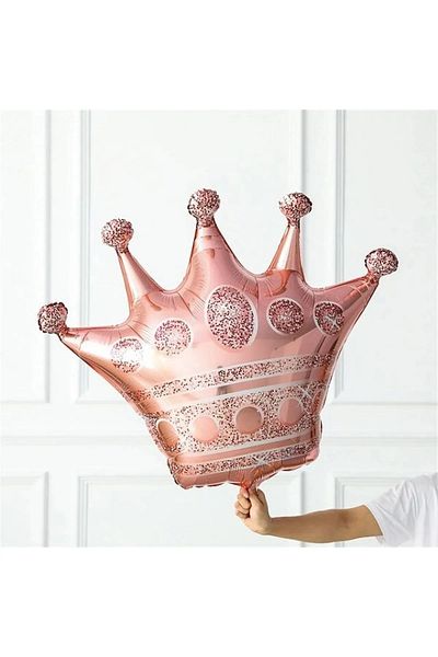 CUGY Pink Princess Crown for Girls 1 Year Old Themed Balloon Birthday Balloon Chain Set