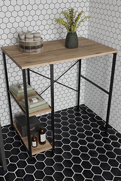 Remaks Helena Çamaşır Makinası Dolabı Çamaşır Makinası Üstü Düzenleyici 2 Raflı Meşe