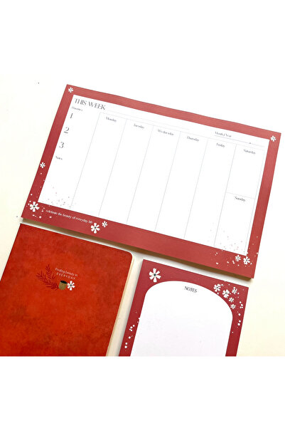 SHAKTIDAYS Kırmızı Planlama Seti ( DEFTER & HAFTALIK PLANLAYICI & NOTLUK)
