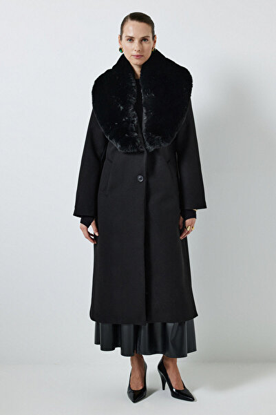 Touché Privé COTTON COAT WITH FUR COLLAR
