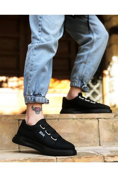 Preux Men's Black Three-Stripe Sneakers Orthopedic Sole Seasonal Casual Shoes