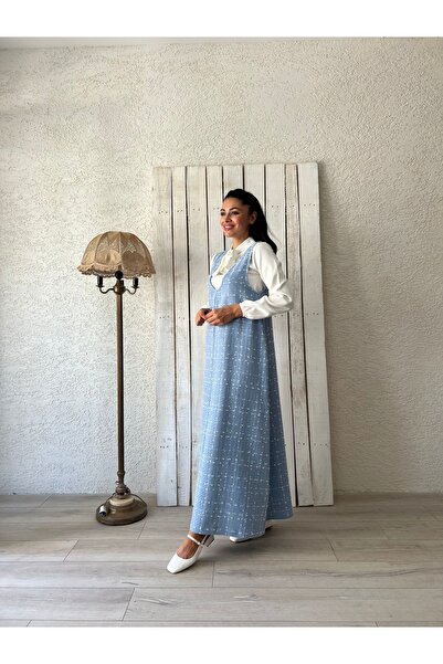 KÜÇÜĞÜM BUTİK Bebe Mavisi Tüvit A-Kesim Jile Elbise