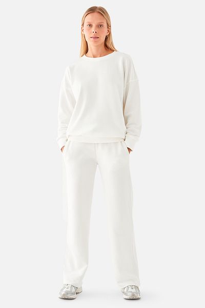 Superstacy Amelia Flare Wide Leg Cream Sweatpants