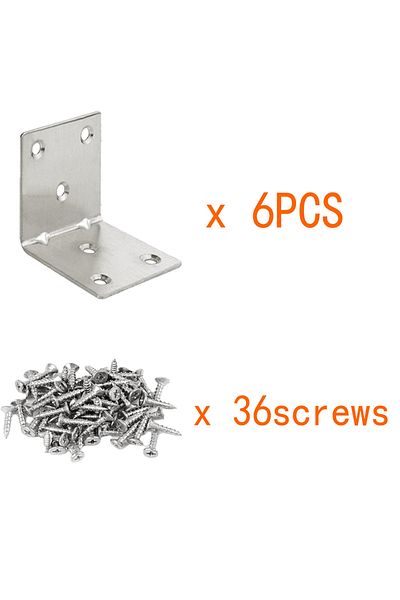Choice 6pcs-36screws 6pcs L Bracket Stainless Steel Metal Angle Bracket Wooden Cabinet Bed Heavy Duty L Br