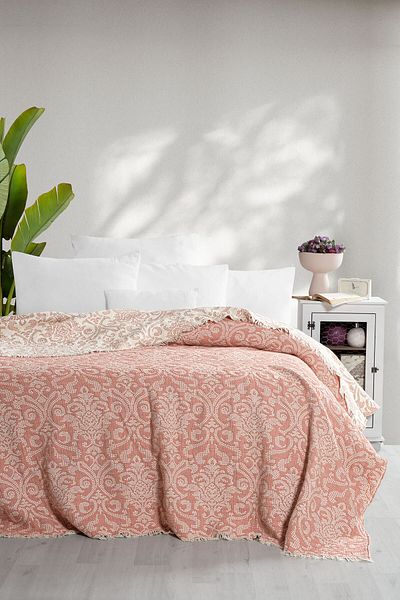 Kanz Double Jacquard Muslin Blanket - Damask Powder
