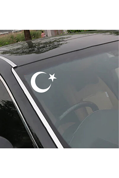 Sönmez Dijital Ay Yıldız Sticker - Türk Bayrağı Sticker - Oto Sticker - Araba Sticker - 15 cm X 10 cm - Beyaz