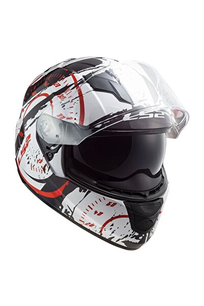 LS2 STREAM EVO TACHO SİYAH-BEYAZ-KIRMIZI KASK