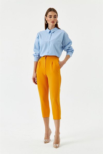 Tuba Butik Γυναικείο παντελόνι Carrot Fit Orange