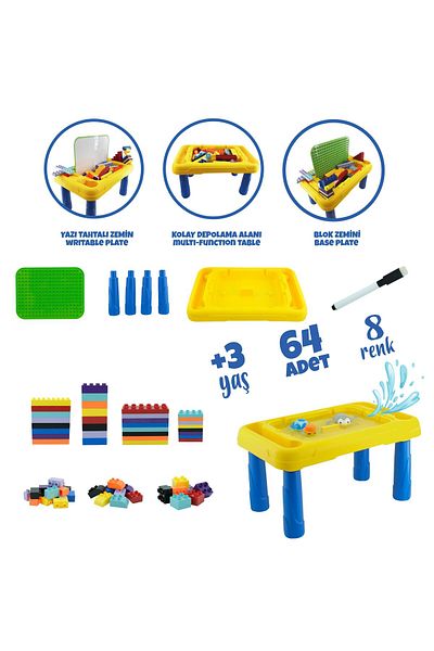 Birlik Oyuncak طاولة أنشطة Naslimoo Creative Bi-blocks مكونة من 64 قطعة