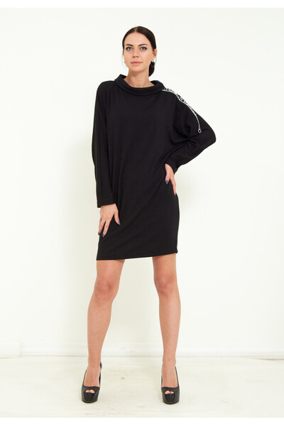 Favori Tekstil Kadın Taş Işlemeli Tasarım Midi Elbise