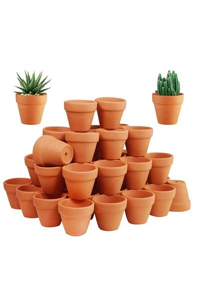 Choice Red 50 Pcs Tiny Terracotta Pots - 1.3 inch Small Mini Clay Pots with Drainage Holes Flower Nursery T