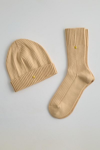 Katia&Bony Ανδρικά πλεκτά Beanie και κάλτσες - Premium Boxed, Dark Beige