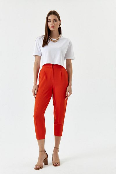 Tuba Butik Γυναικείο παντελόνι Brick Color Carrot Fit