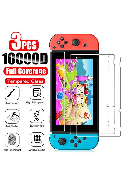 Fomscvka 1 قطعة لجهاز Switch Lite 1/2/3 قطعة زجاج مقوى لجهاز Nintendo Switch OLED 3 قطع من غشاء واقي الشاشة