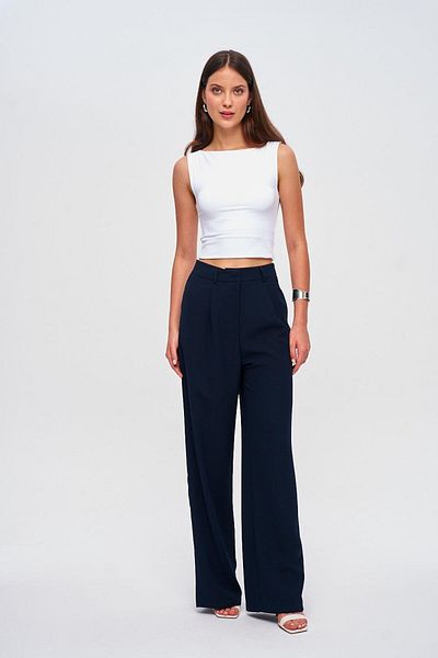 Tuba Butik Palazzo Navy Blue Women's Trousers