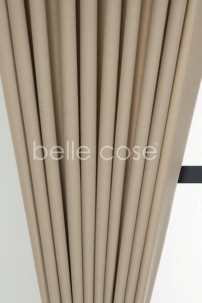 Belle Cose Bohemian Style Linen Look Background Curtain - Pleatless Planted Light Mink