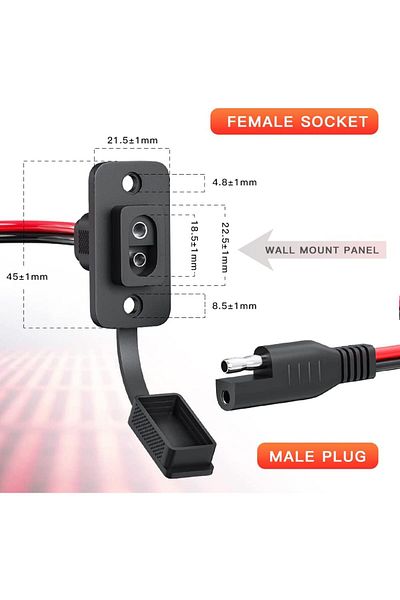 Choice SAE Quick Connector Harness SAE Adapter Male Plug to Female Socket Cable 1FT 12AWG SAE Extension ...