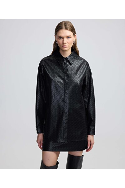 İpekyol Dokulu deri görünümlü gömlek