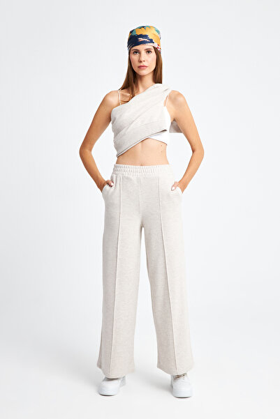 Ecrou Pantaloni tricotați din țesătură Thessaloniki, bej, Melange