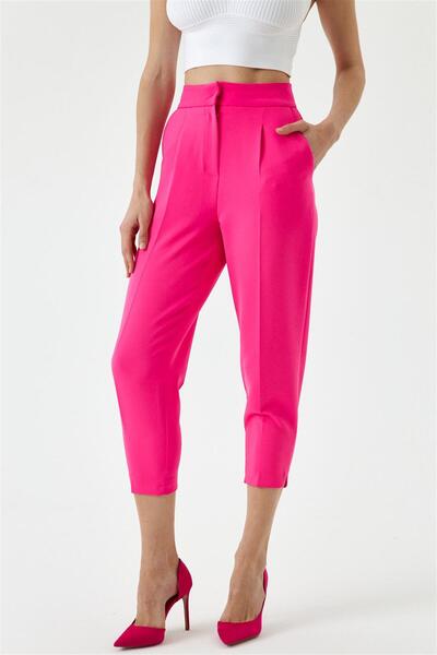 Tuba Butik Carrot Fit Dark Pink Women's Trousers