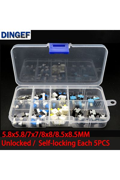 Choice 40PCS/LOT 5.8x5.8 7x7 8x8 8.5x8.5mm Self-Locking/Unlocked Push Tactile Power Micro Switch Kit 6 P...
