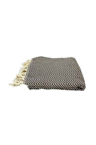 INTER Z Marmaris Dark Brown Cotton Beach Towel - XXL 100X180Cm