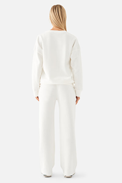 Superstacy Amelia Flare Wide Leg Cream Sweatpants