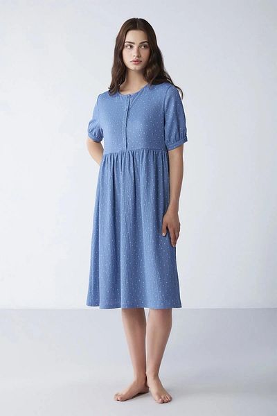 Penyemood Rochie albastră din bumbac pieptănat Mood - Punct 2345