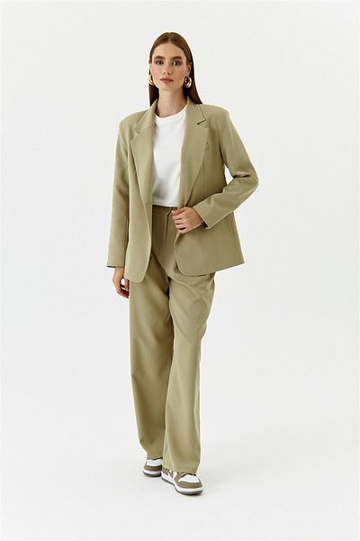 Tuba Butik High Waist Palazzo Light Khaki Women's Trousers