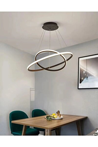 GN GEN AYDINLATMA Oturma Odası,Mutfak Siyah 2' li Beyaz Işık Ledli Avize