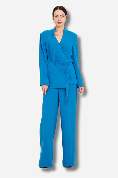 Favori Textile Trousers and Long Sleeve Jacket Stylish Double Set with Tassel Detail