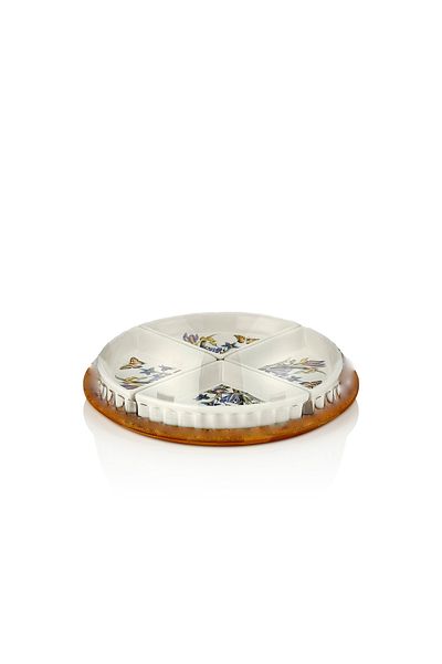 Fame Kıtchen 4 Compartment Blue Flower Breakfast Set - White Brown 21930