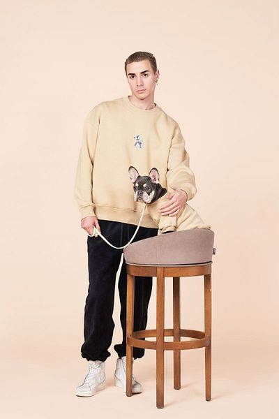 salya store Dog Outfit for Owner Single Item - Loose Fit, Pou Series Balloon Sweatshirt