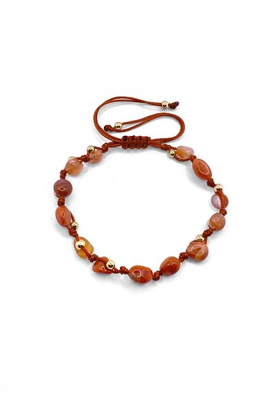 OSMANLI DOĞAL TAŞ Evil Eye Bracelet with Agate Natural Stone Natural Cut