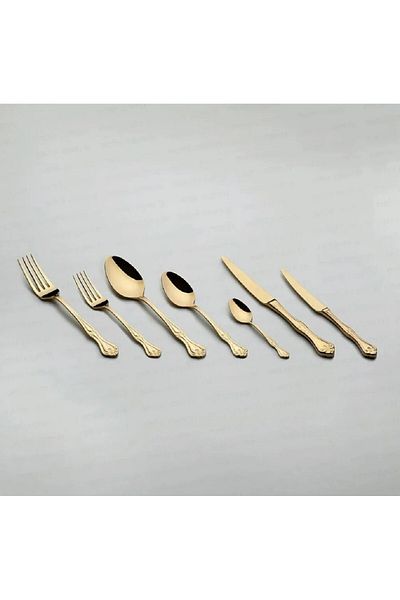 Nehir Lalezar Titanium Gold 89 Piece Fork Spoon Knife Set