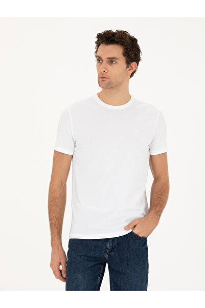 Cacharel White Slim Fit Crew Neck T-Shirt 50284773-Vr013
